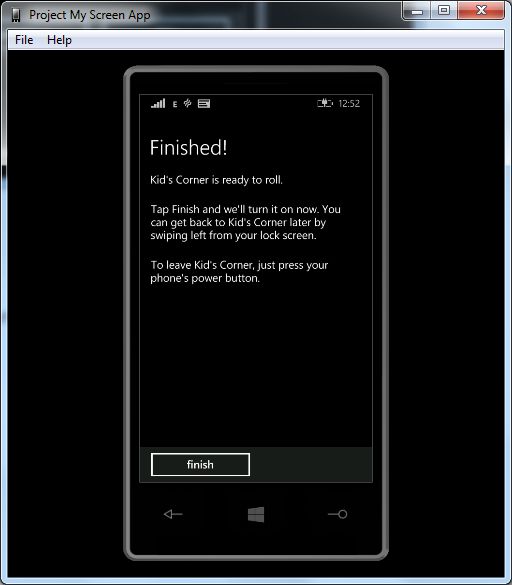 finished kids corner in windows phone